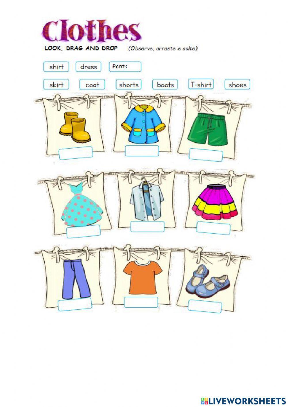 Clothes online exercise for 3, 4, 5 GRADERS | Live Worksheets