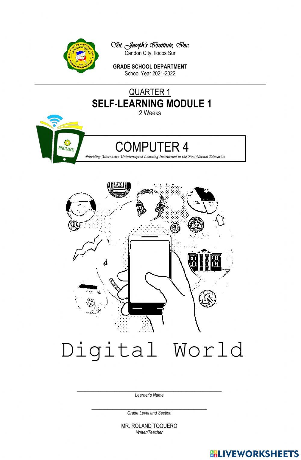 Live Worksheet 1 in Computer