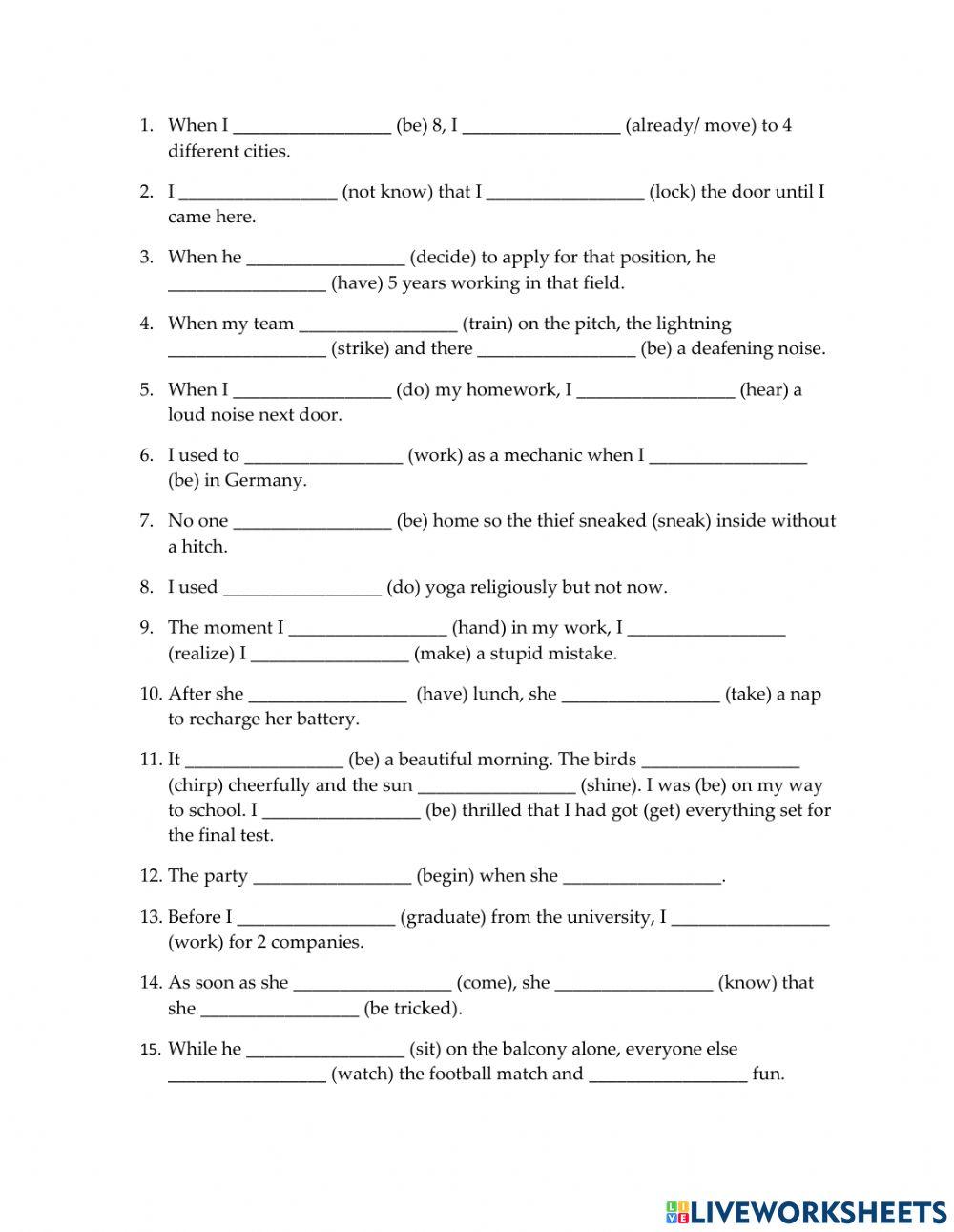 Tense Revision free worksheet | Live Worksheets