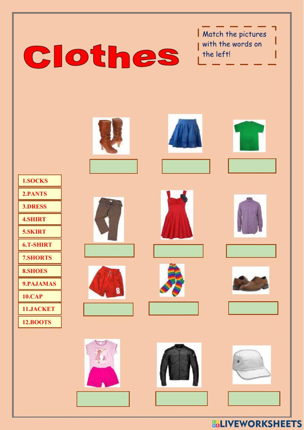 Clothes online exercise for 2 | Live Worksheets
