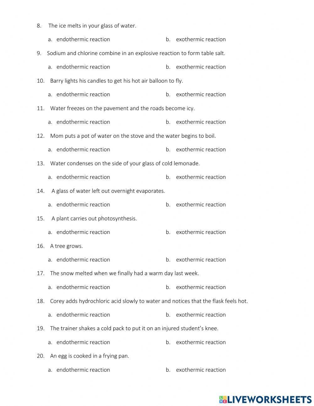 Endothermic and Exothermic Reactions