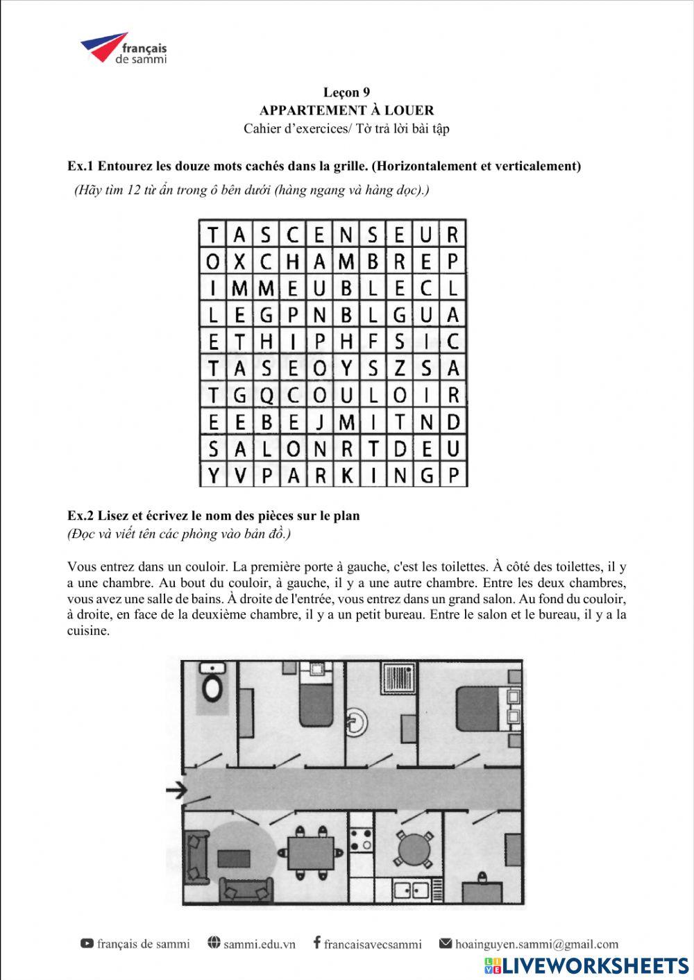 Le Nouveau Taxi 1 - Lecon 9 - Cahier d'exercices worksheet | Live Worksheets