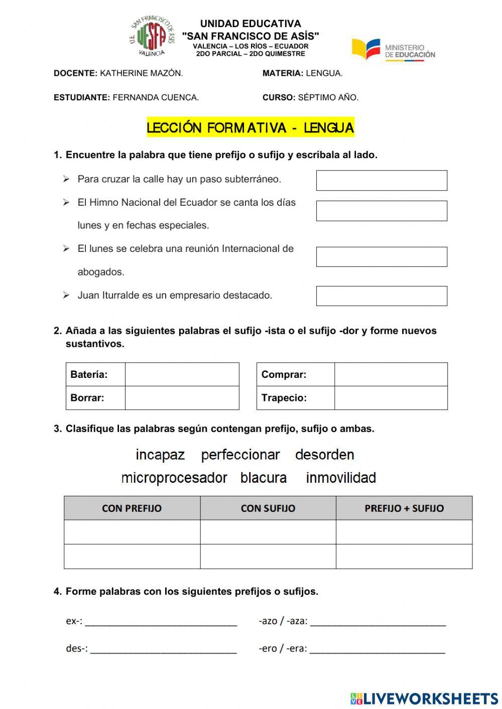 Lección Formativa - Lengua