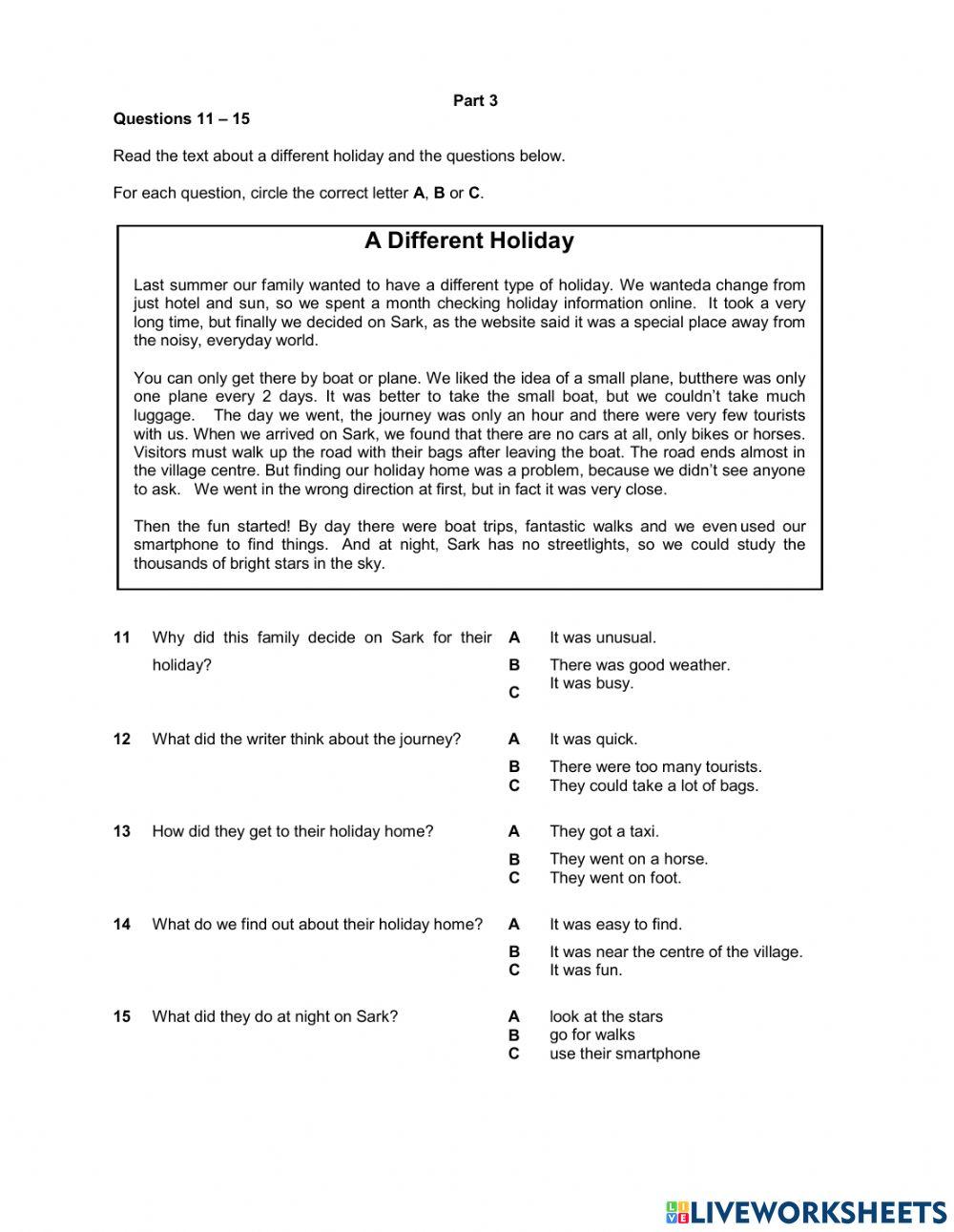 CAMBRIDGE ENGLISH EMPOWER A2 READING - USE OF ENGLISH COMPETENCY TEST  Mid-Course Test online exercise for | Live Worksheets