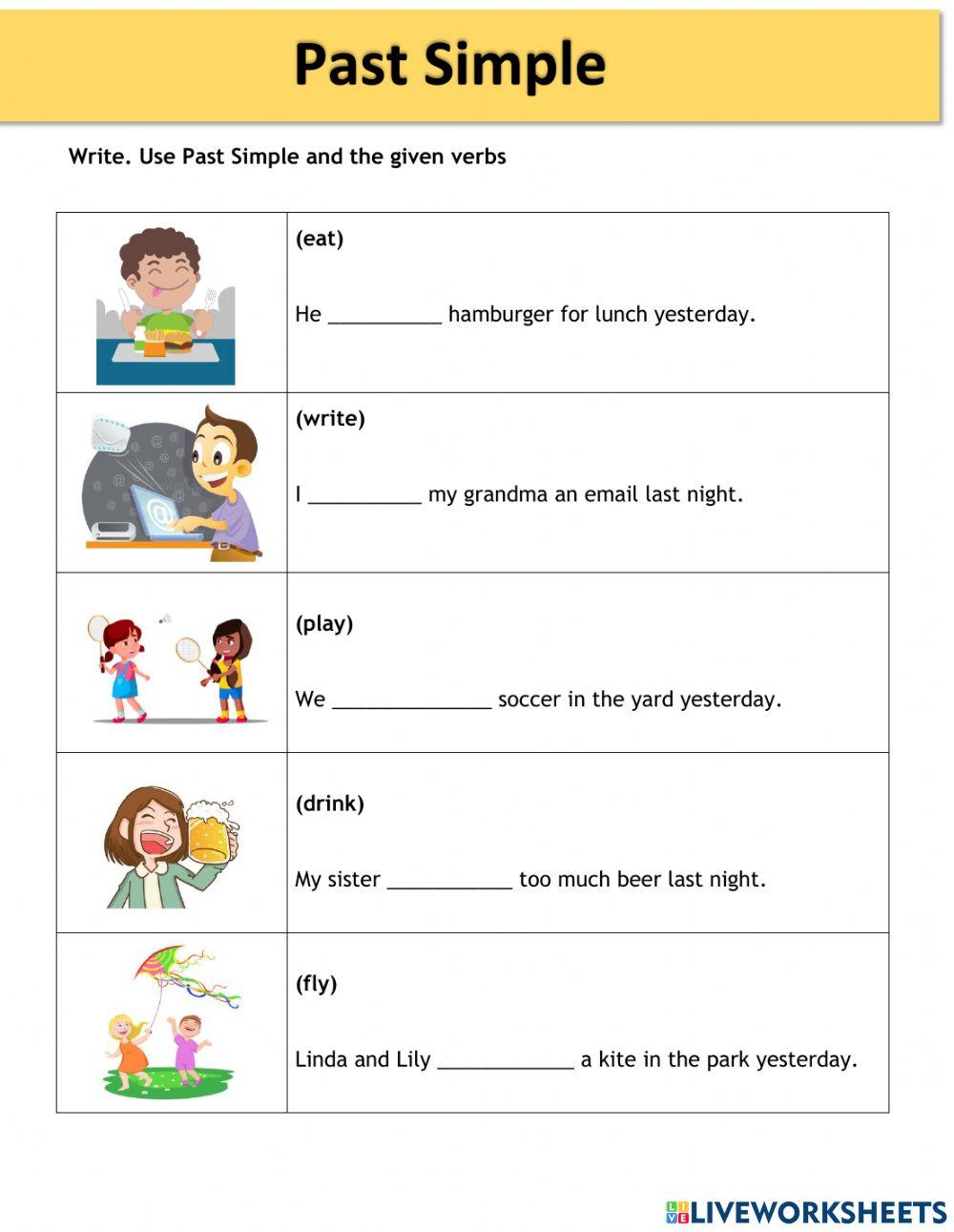 Verbs - Past Simple interactive worksheet | Live Worksheets