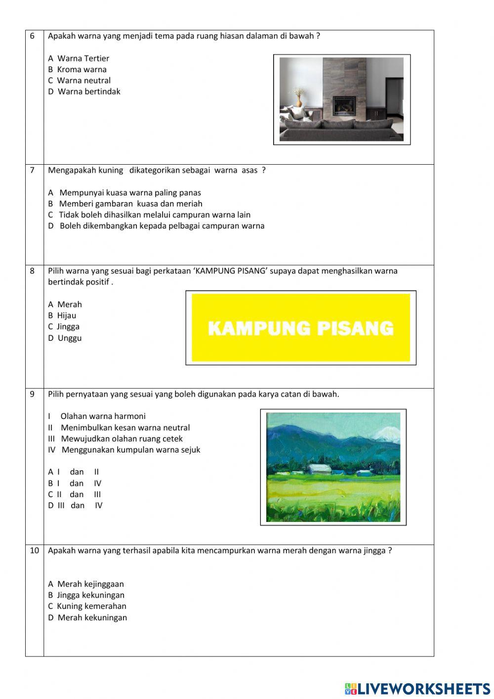 Tingkatan 1 Tajuk 7 : Warna