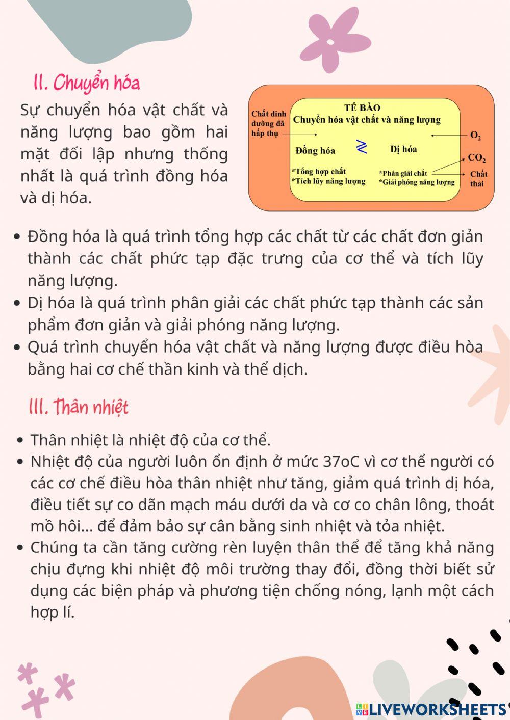 Sinh 8 - Trao đổi chất và năng lượng