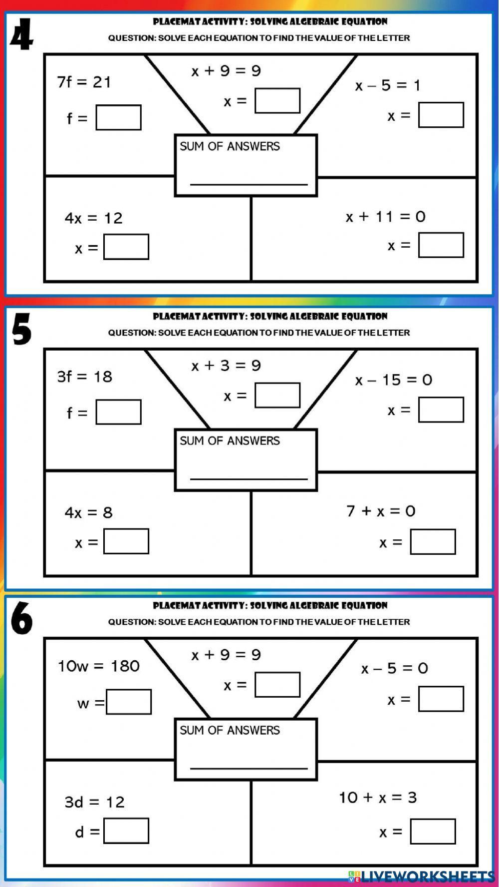 Solving algebraic equation