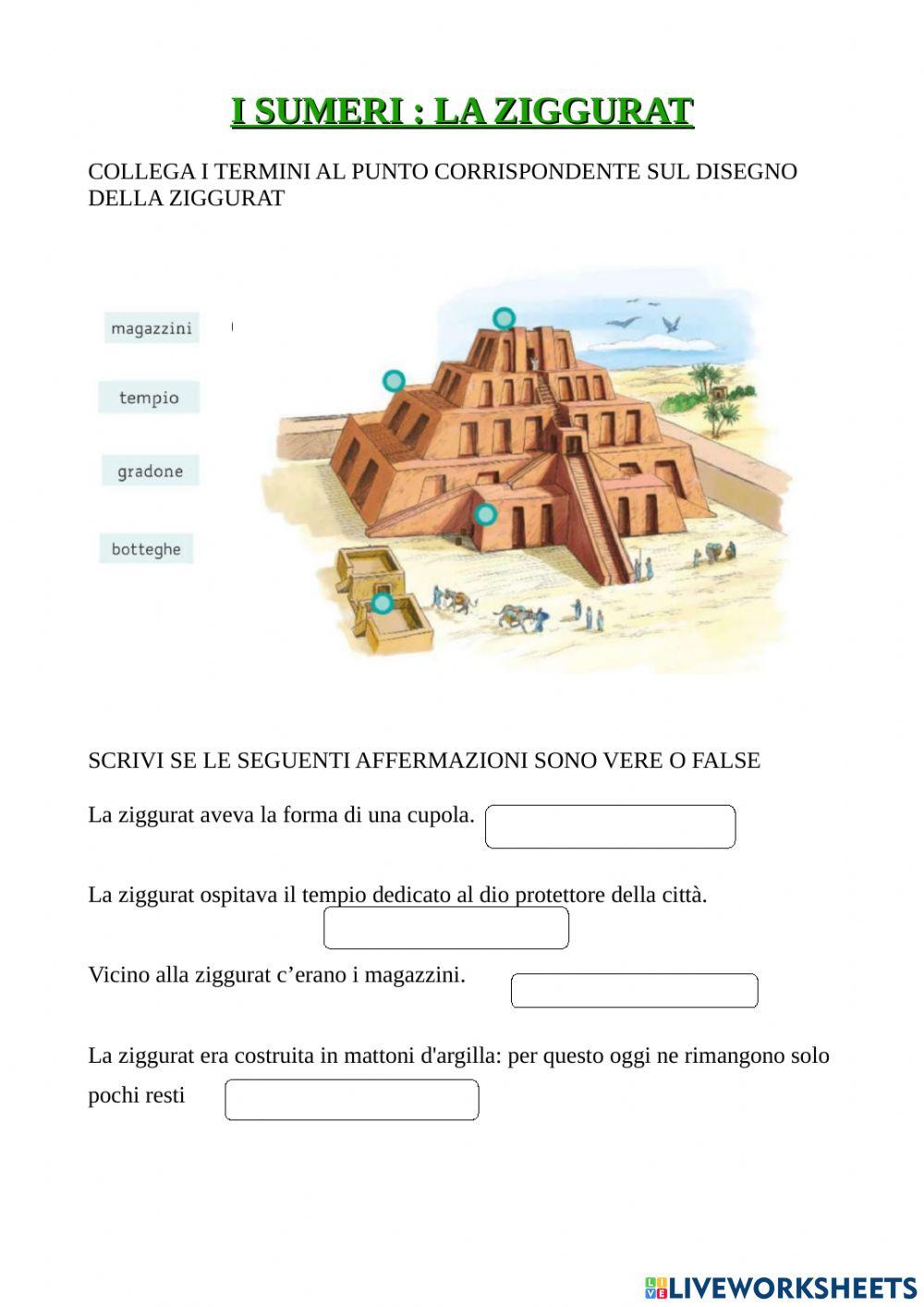 I Sumeri :lo ziggurat worksheet | Live Worksheets