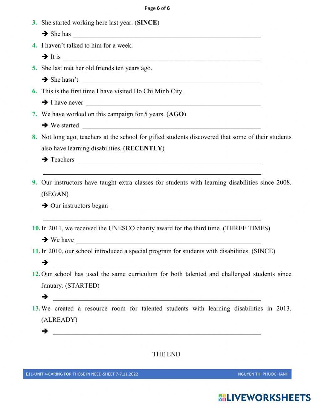 E11-unit 4- caring for those in need-sheet 7
