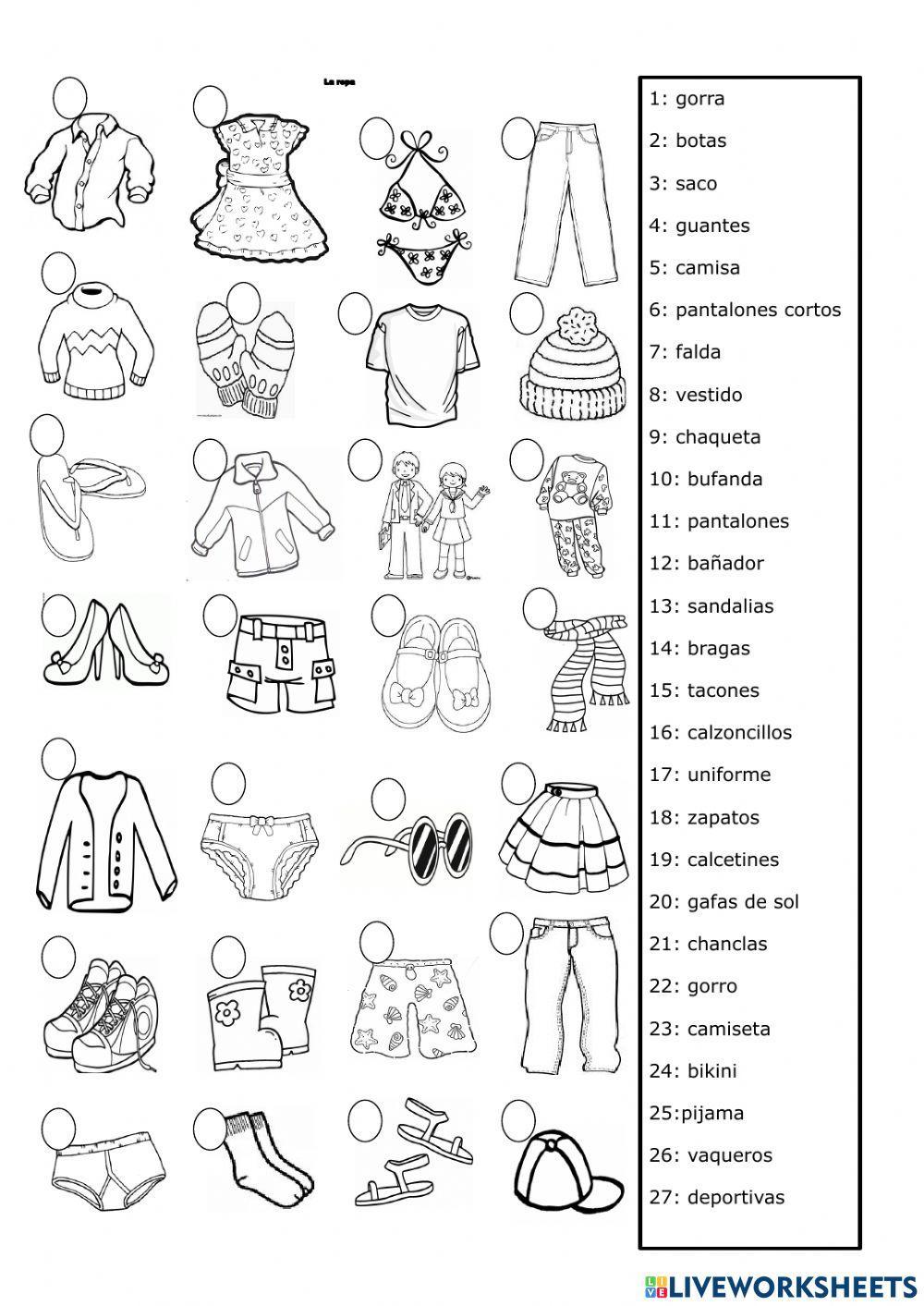 La ropa interactive exercise for 3º | Live Worksheets