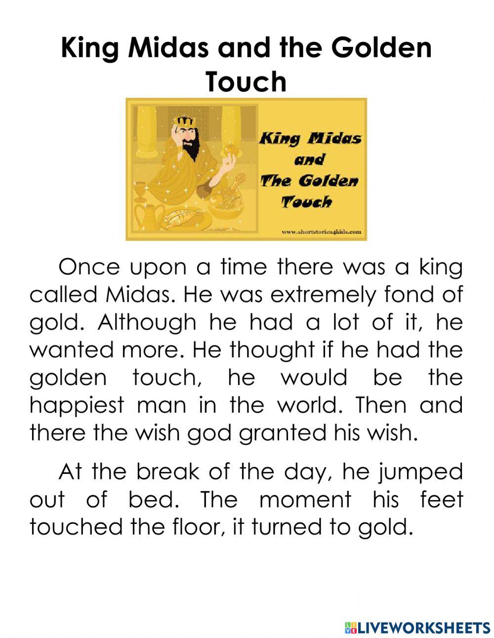 King Midas and the Golden Touch interactive worksheet