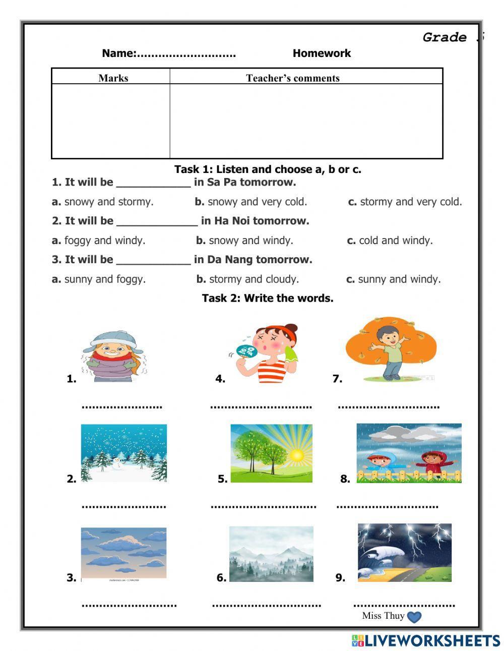 1st grade weather units