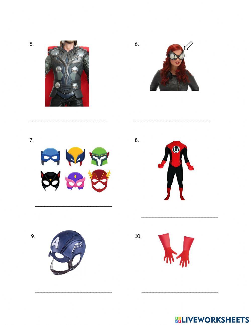 Superhero costume parts