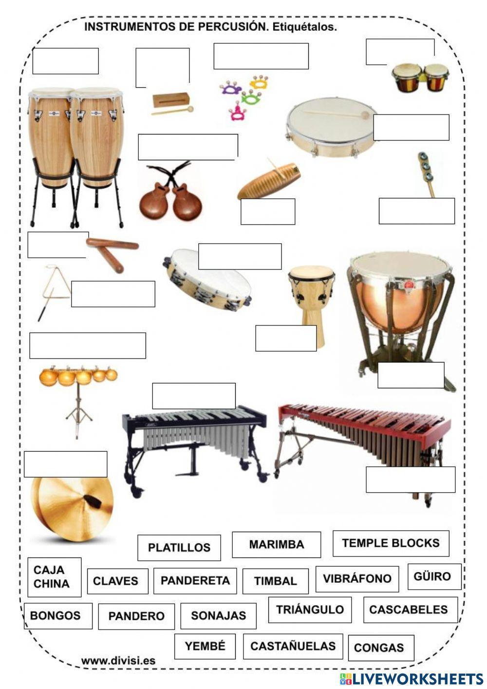 Instrumentos de percusión online exercise for NIVEL ELEMENTAL MÚSICA / ED.  PRIMARIA | Live Worksheets