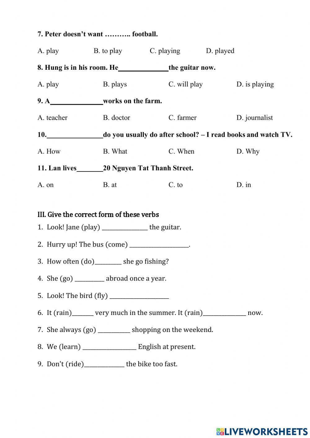Grade 5 - Review Mid-Term Test 2