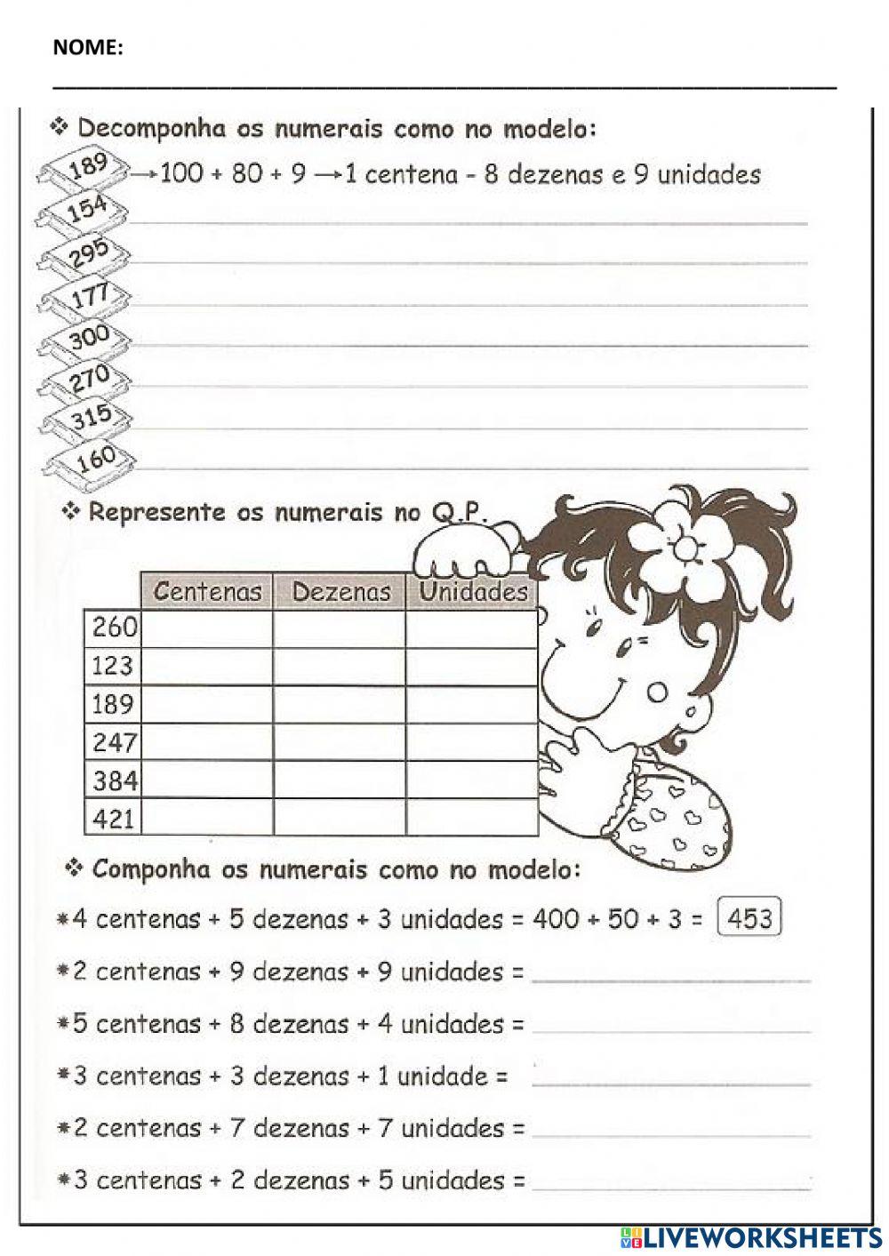 ATIVIDADES MATEMÁTICA - 4 ANO worksheet