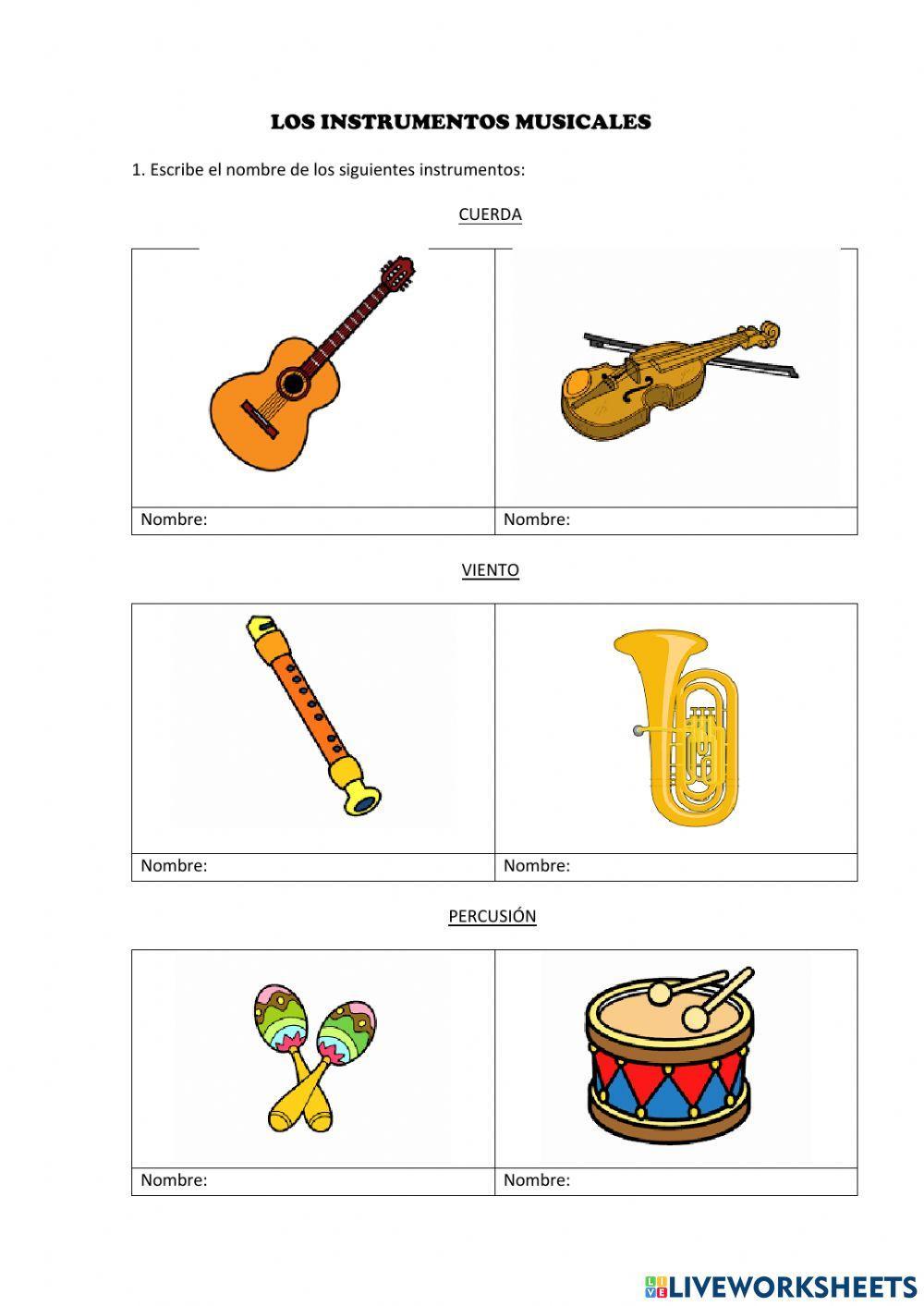 Los instrumentos musicales interactive activity for Infantil | Live  Worksheets