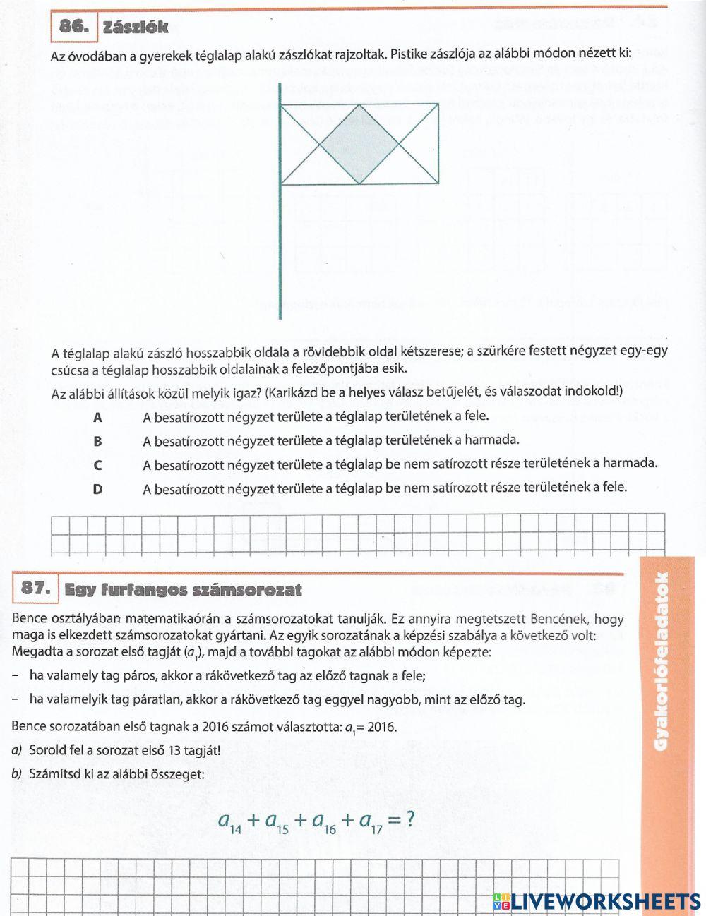 Kompetencia matematika 8 86-87 worksheet | Live Worksheets