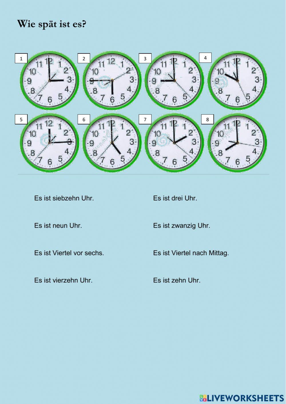 Wie spät ist es? online activity for Grundschule | Live Worksheets