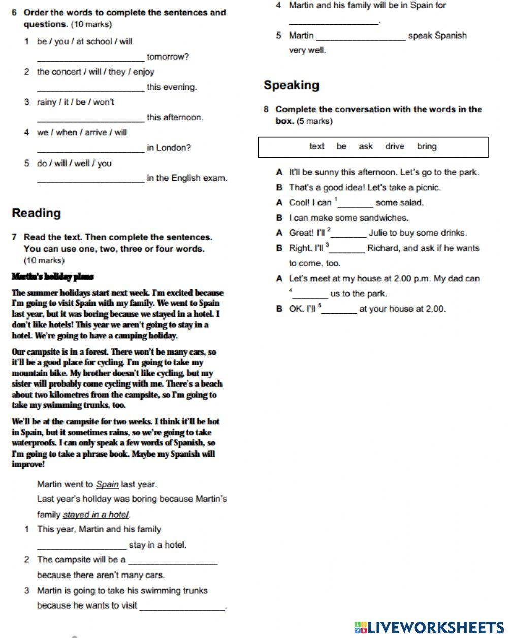 English plus 1 Unit 8(part 2) interactive worksheet | Live Worksheets