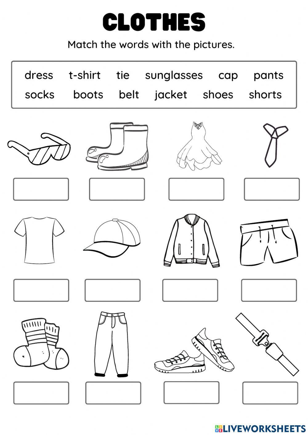 Clothes vocabulary online pdf worksheet