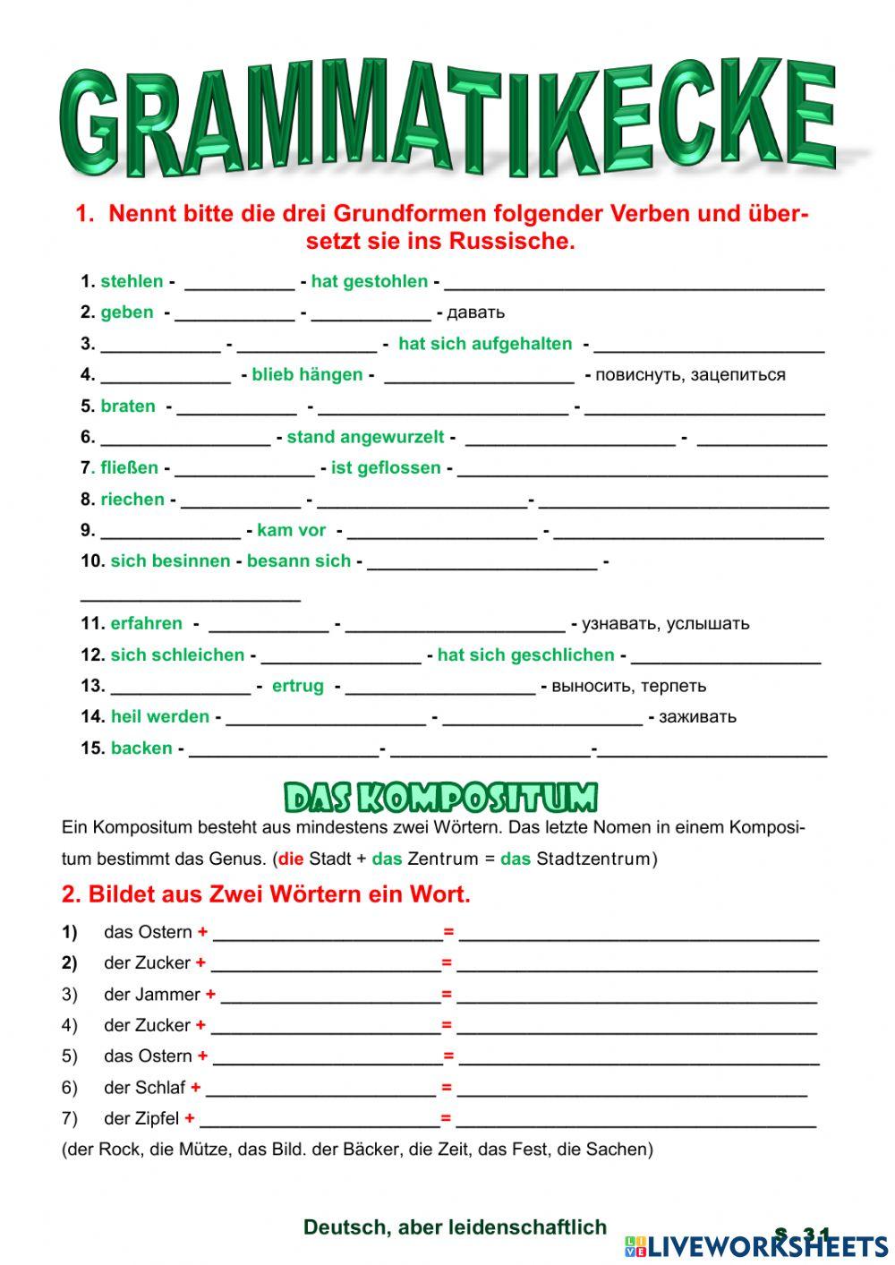 Die Sachen worksheet