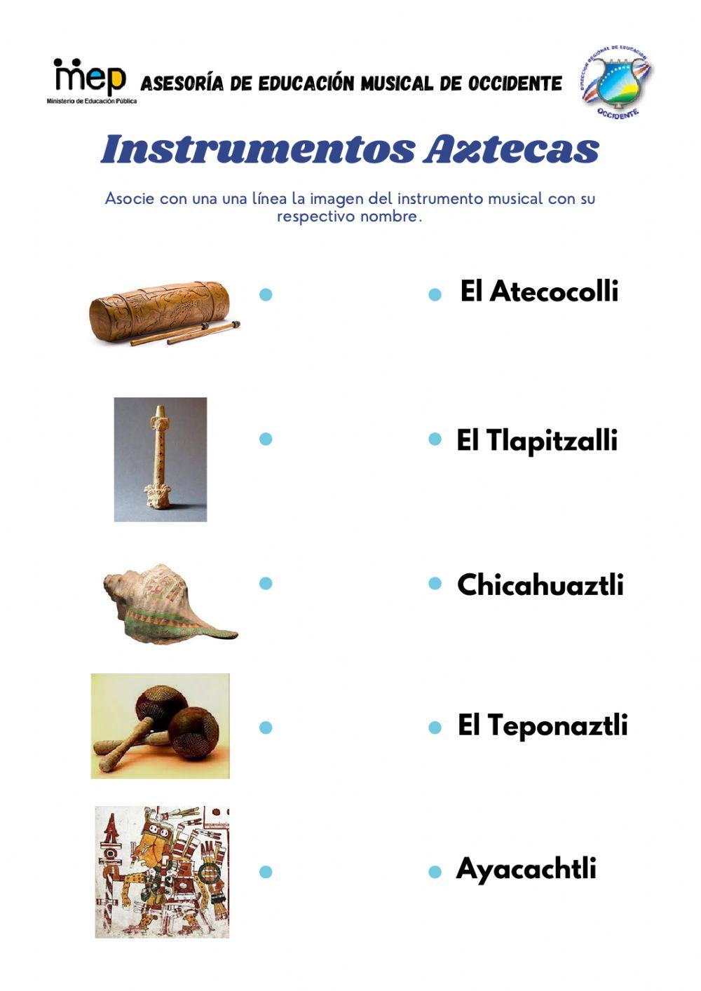 Instrumentos musicales Civilización Azteca worksheet | Live Worksheets