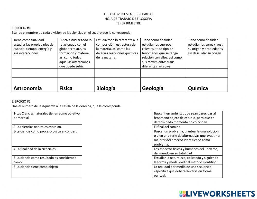 Filosofía 2 online exercise for | Live Worksheets