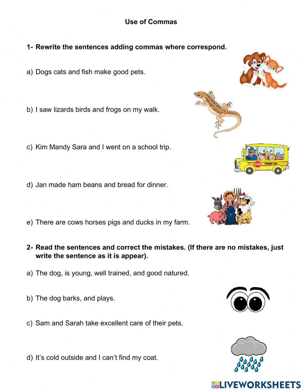 Correct punctuation worksheet | Live Worksheets