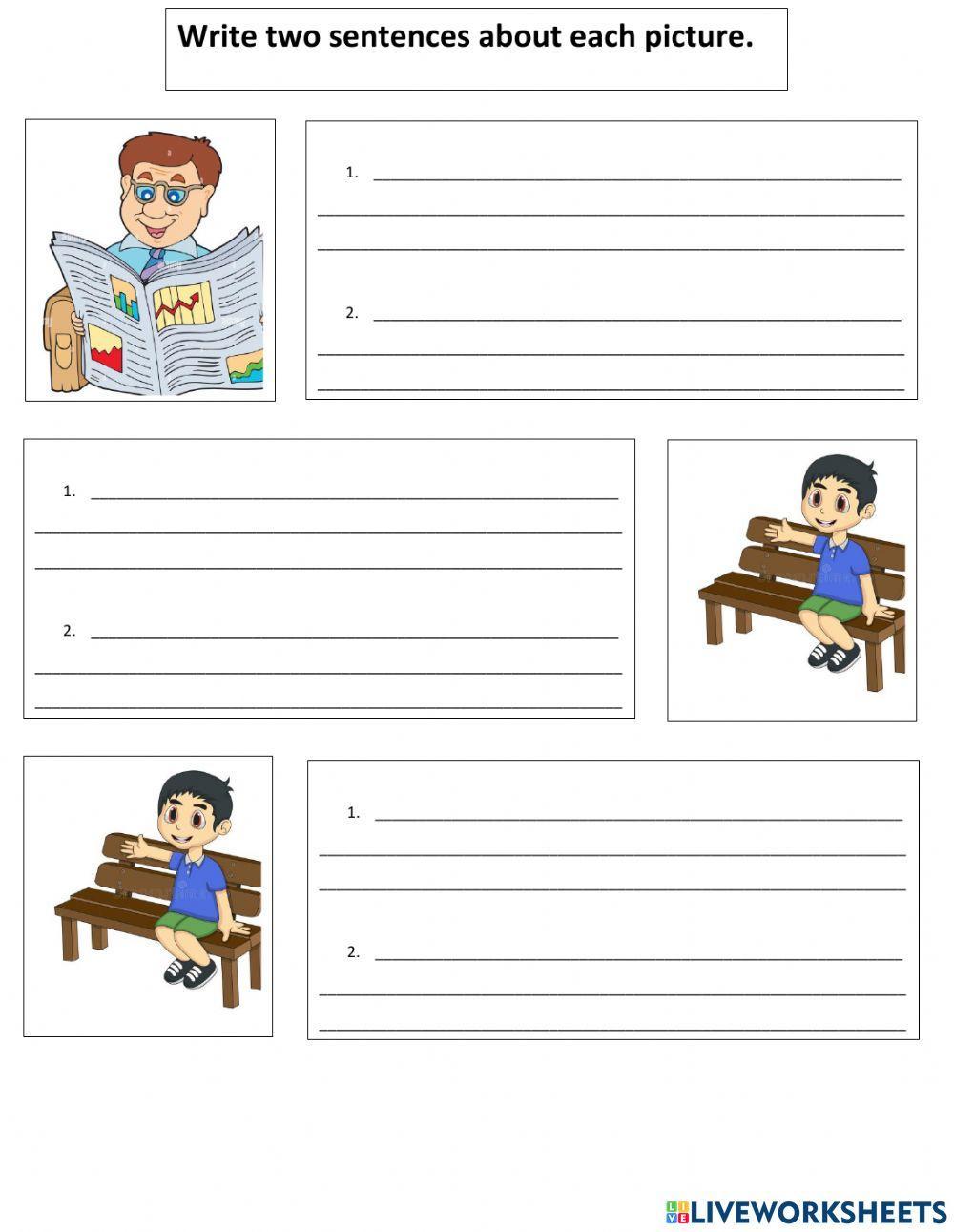 ESL Sentence Writing Practice Level 1-3 worksheet | Live Worksheets