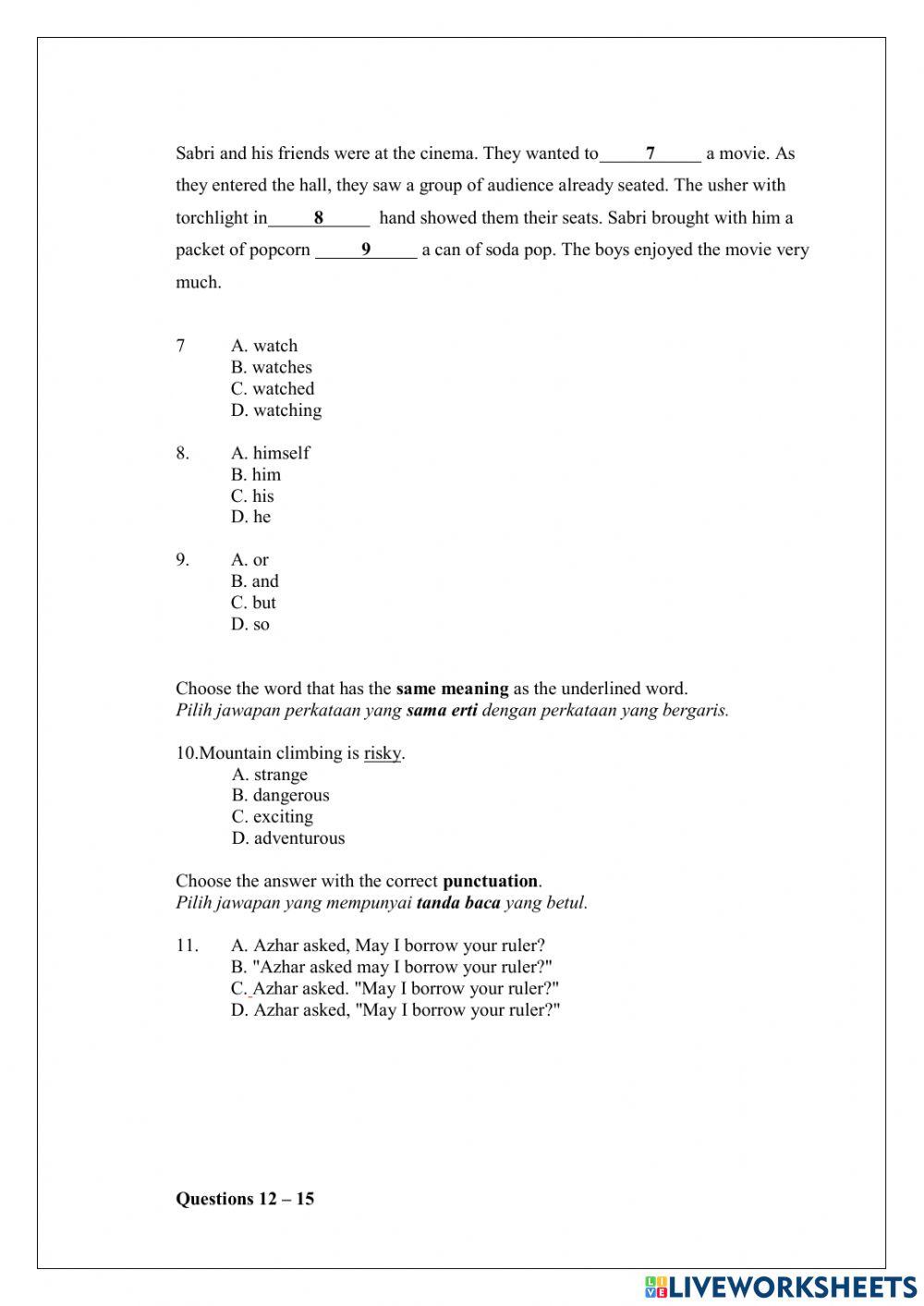 Praktis 3 : english upsr paper 1