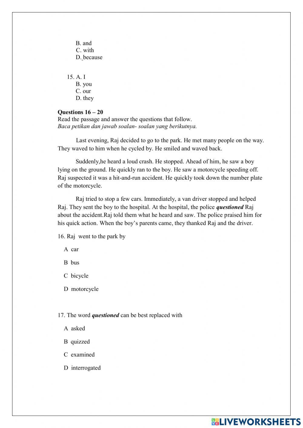Praktis 3 : english upsr paper 1