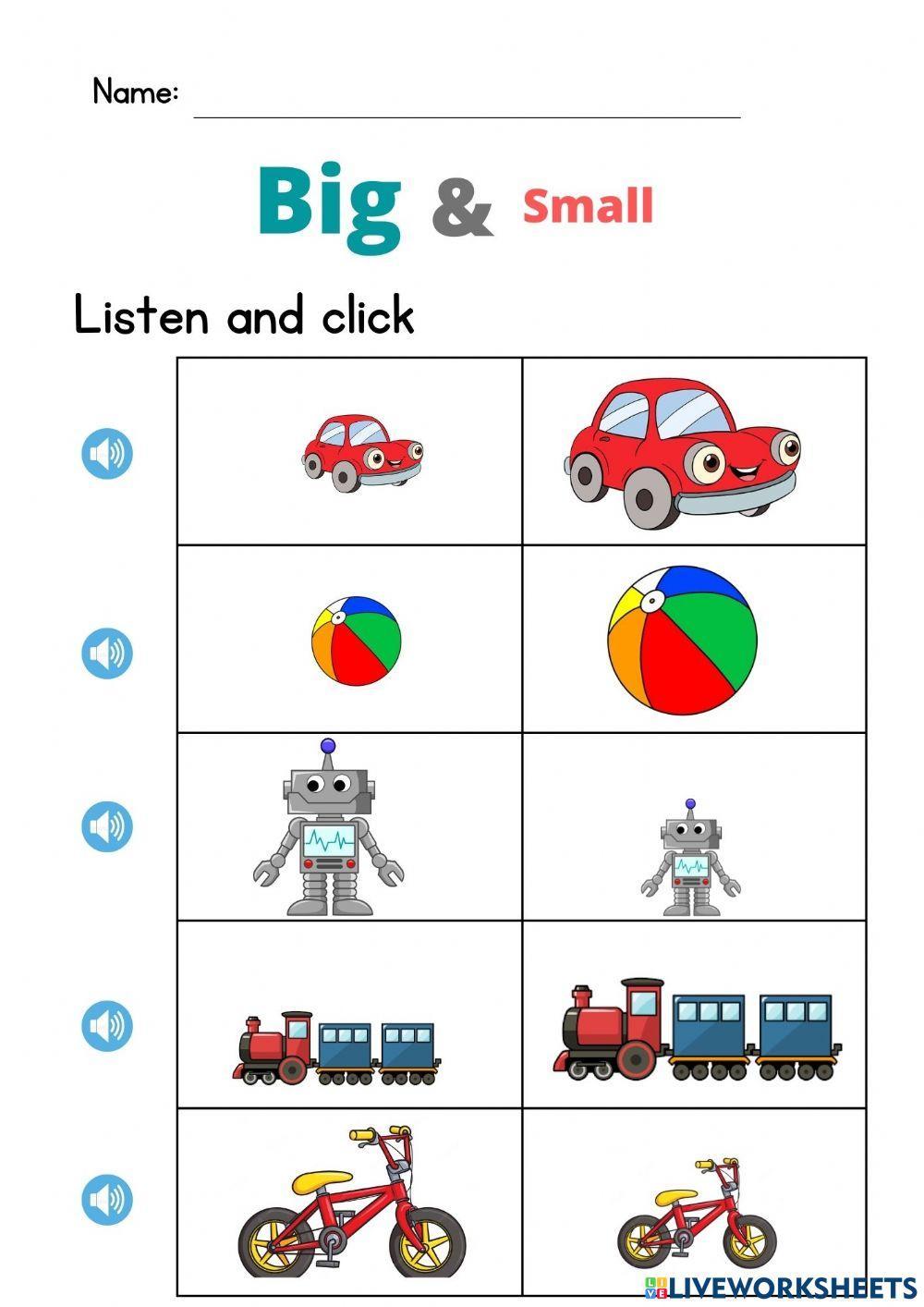 Big and Small  Live Worksheets