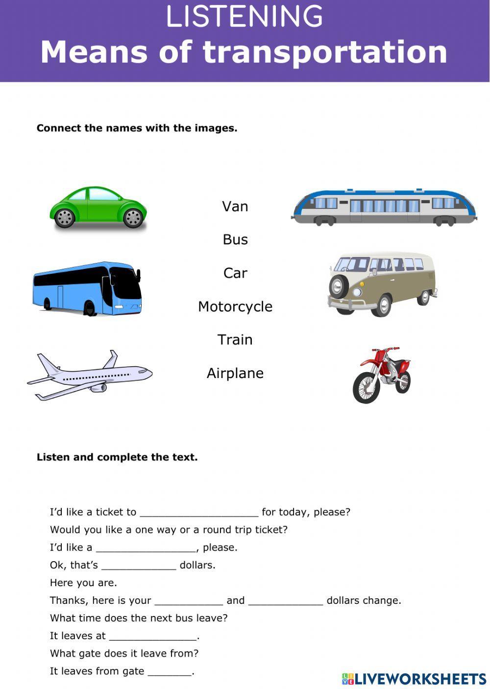 Means of transport online exercise for A1