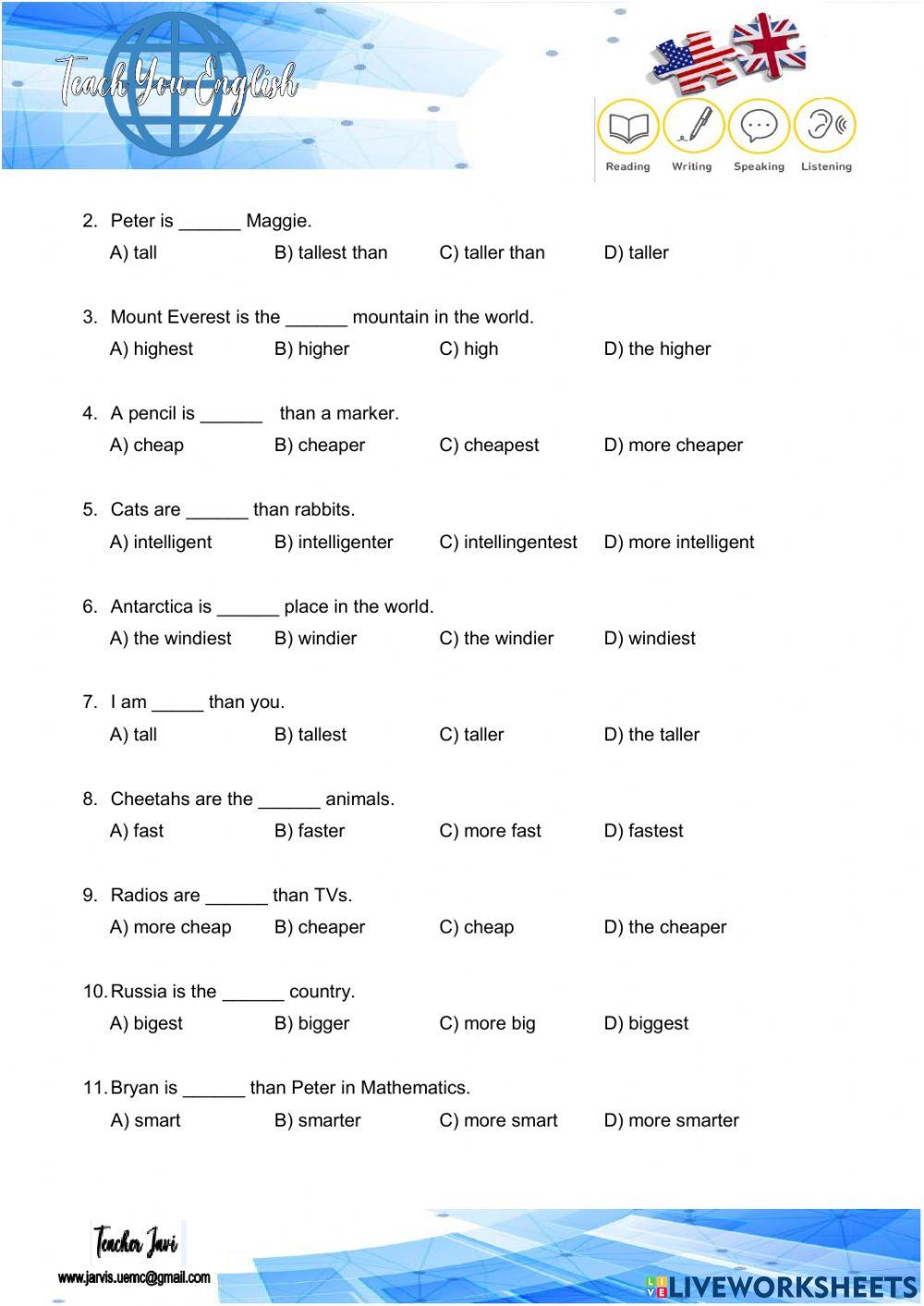 Comparative and Superlative