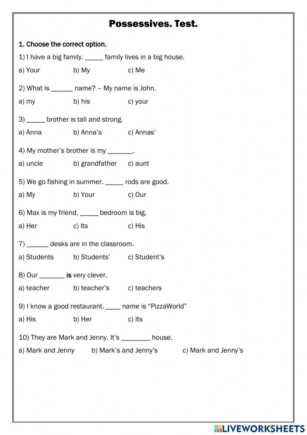 Possessives. Test