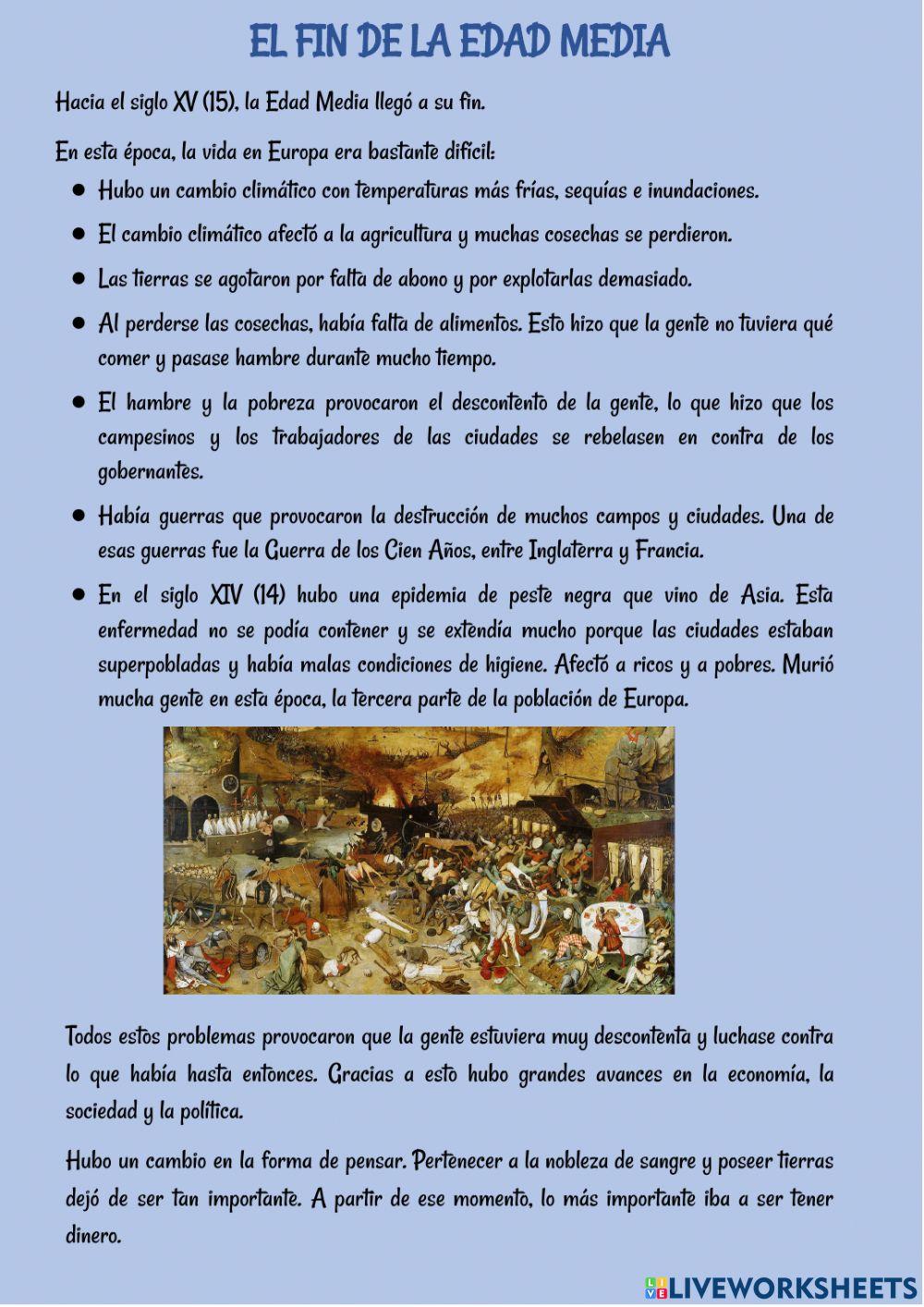 Baja Edad Media 3 worksheet | Live Worksheets