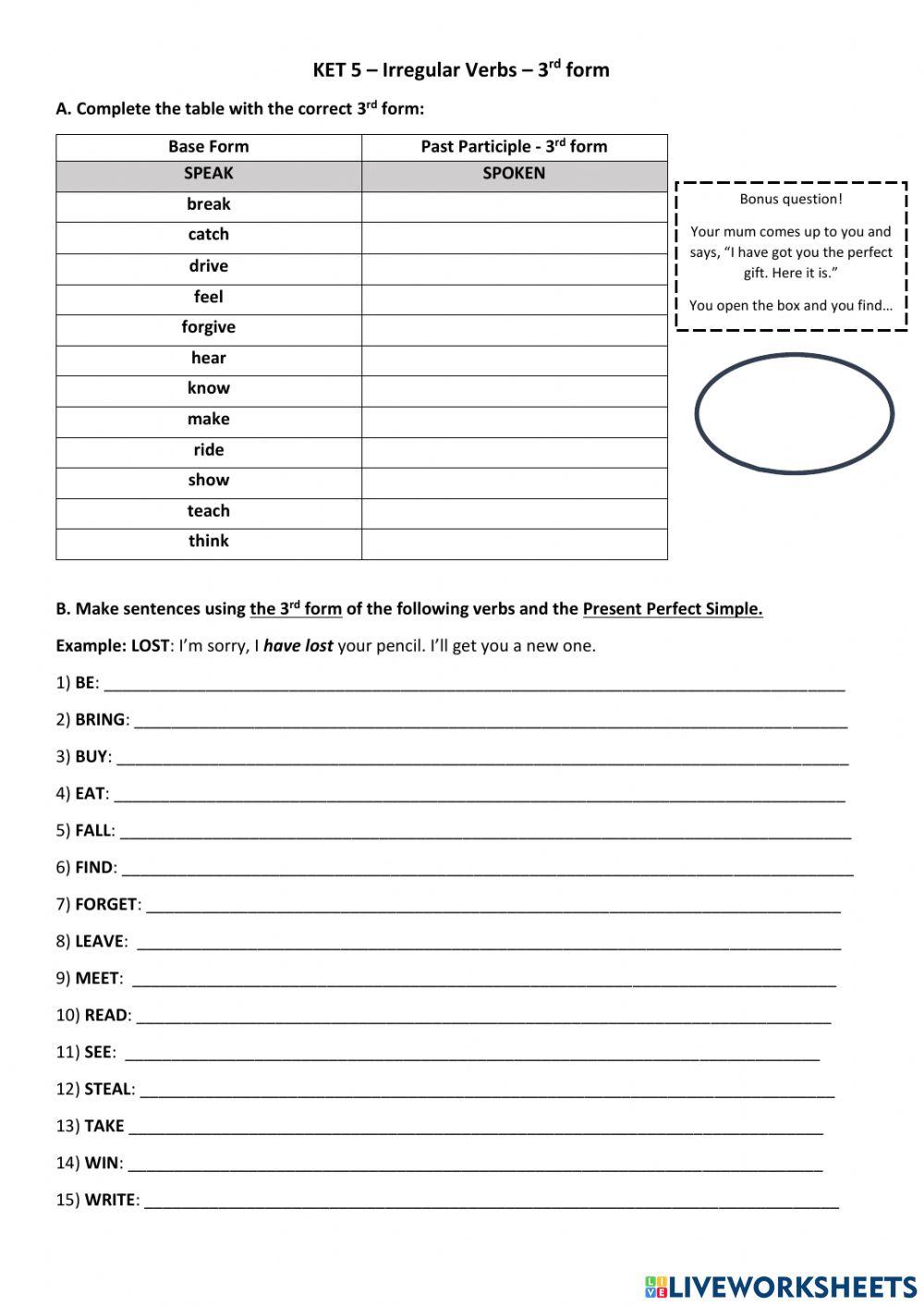 KET 5 - 3rd form - Mini-Test worksheet | Live Worksheets