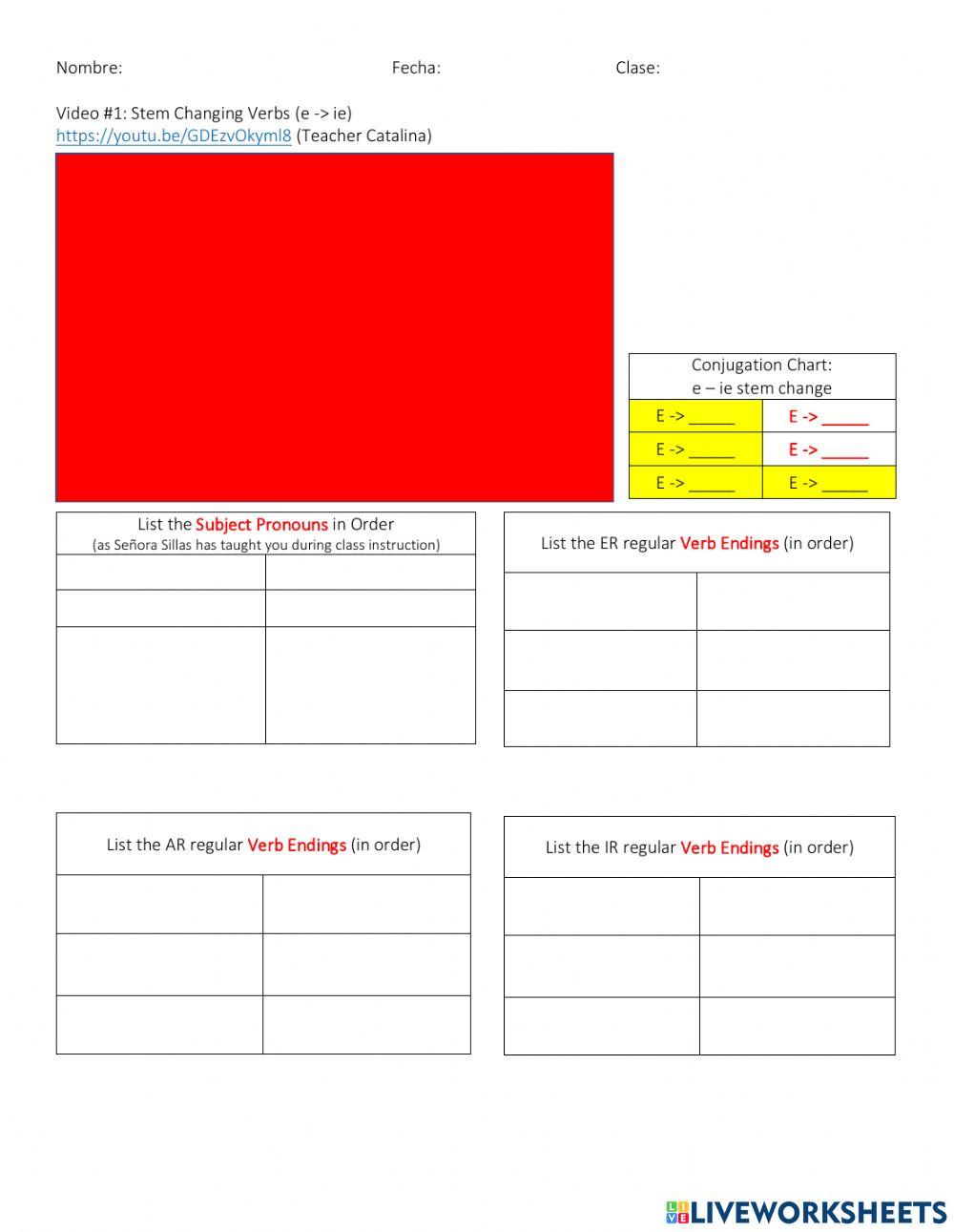 Spanish: Regular Stem Changing Verbs - E to IE