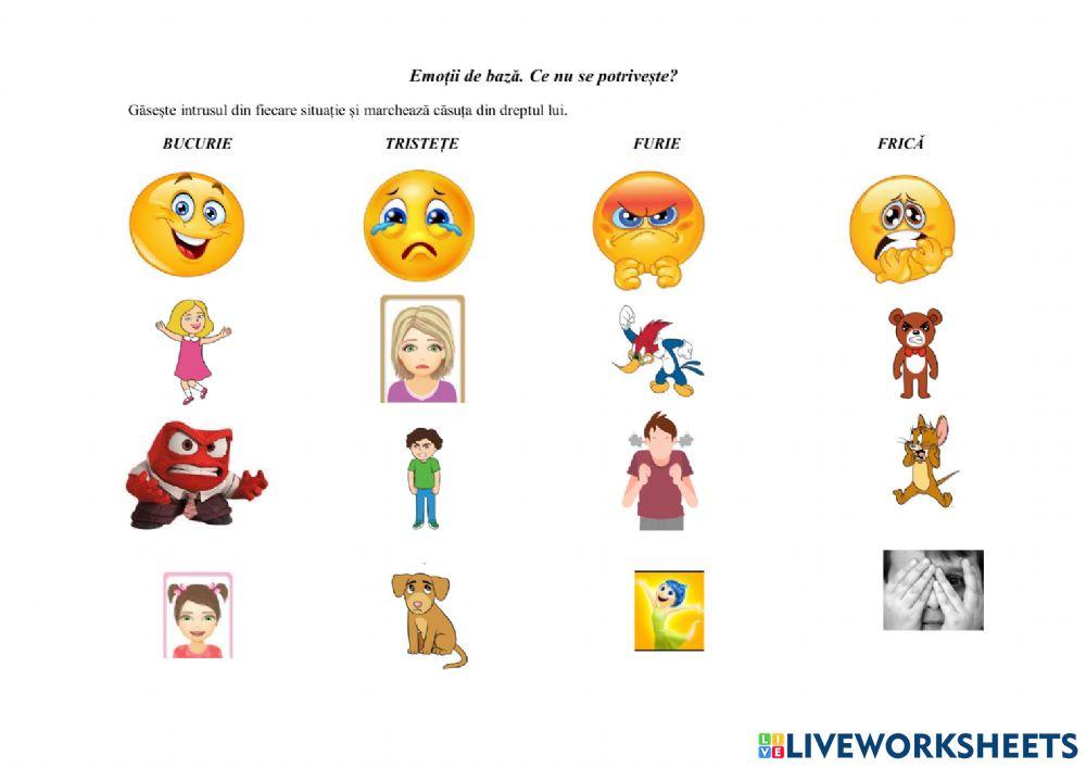 Emotii de baza interactive worksheet | Live Worksheets