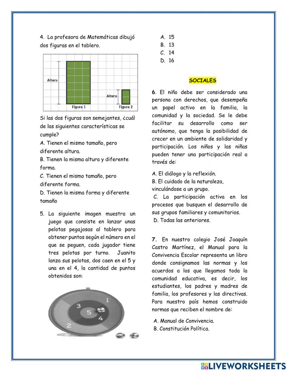 Prueba saber grado tercero