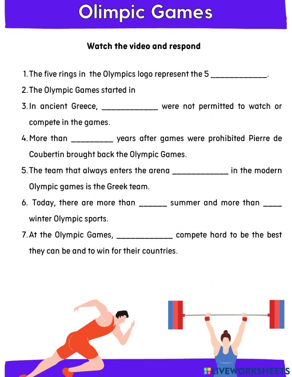 Olympic games - Big English 5 Unit 1 Documentary worksheet | Live Worksheets