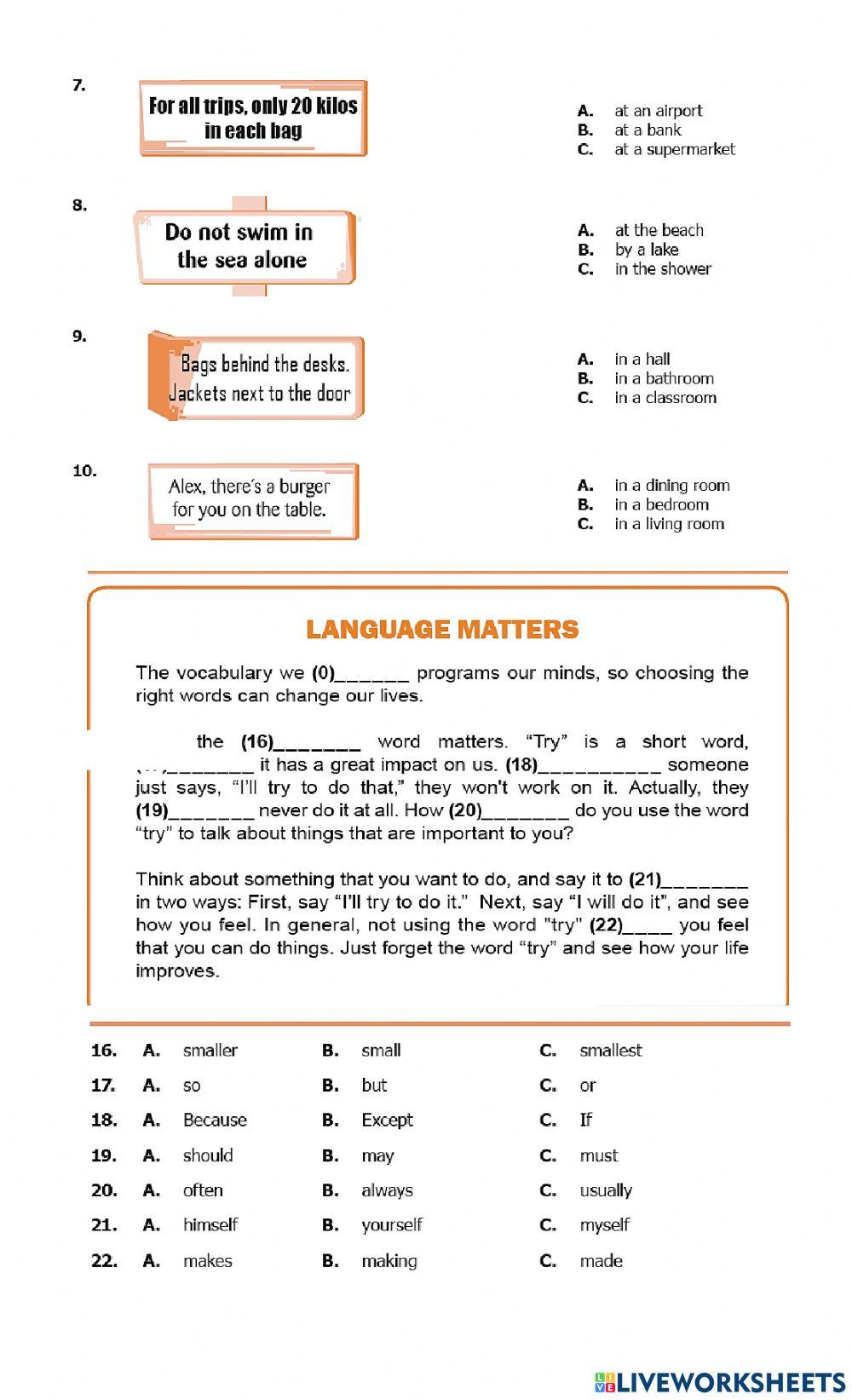 Final english test 11th