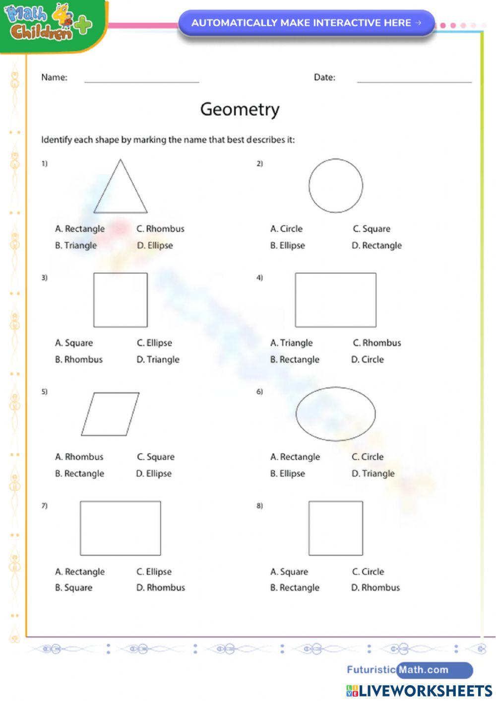 Geometry Shapes worksheet | Live Worksheets