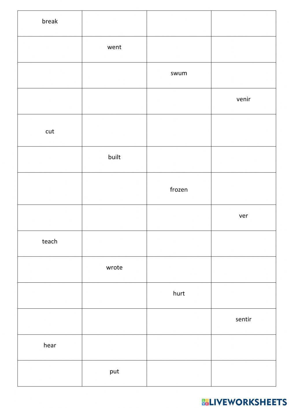 Irregular verbs