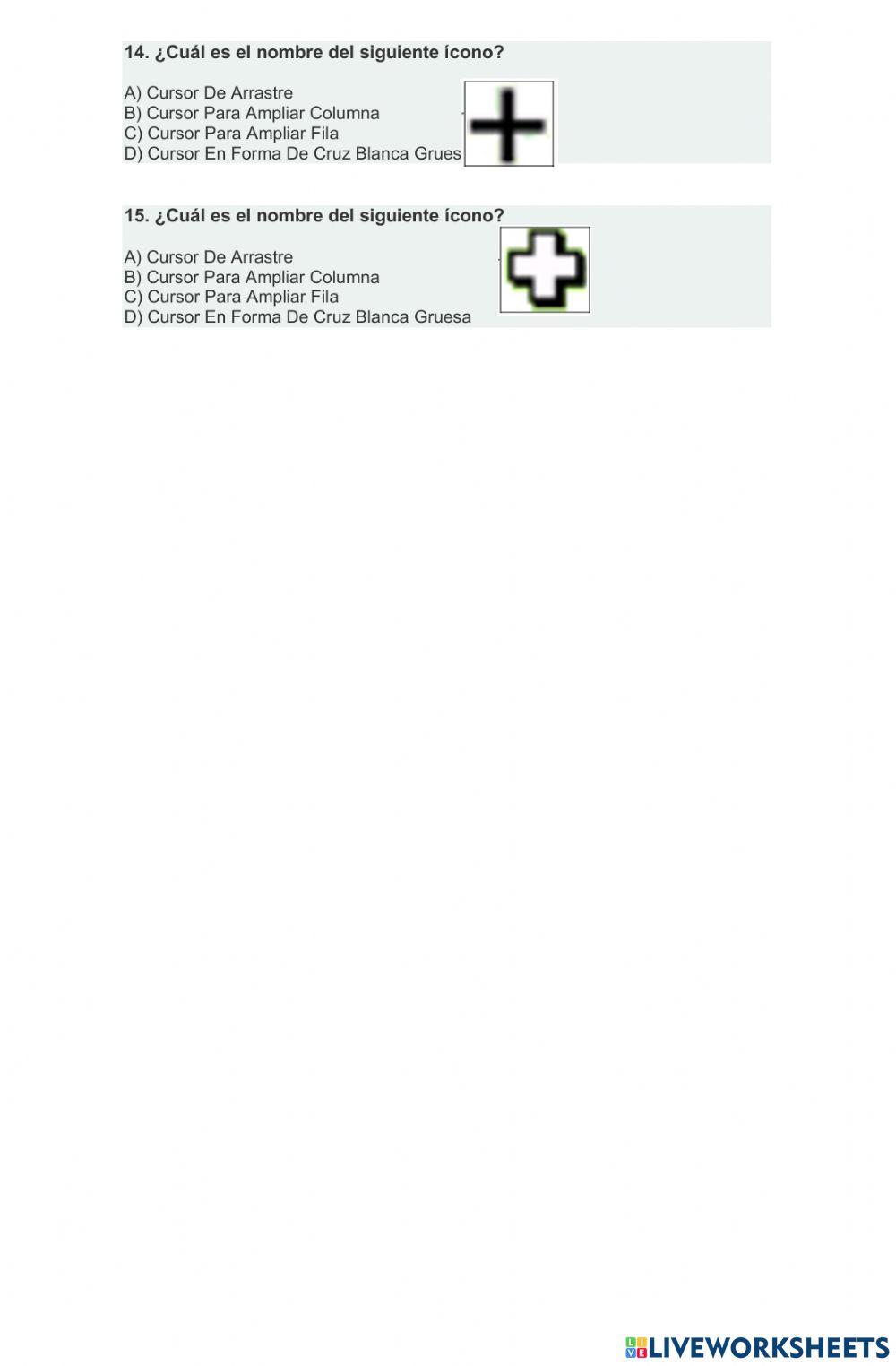 PARCIAL NO. 1 - TERCERA UNIDAD - MICROSOFT EXCEL worksheet | Live Worksheets