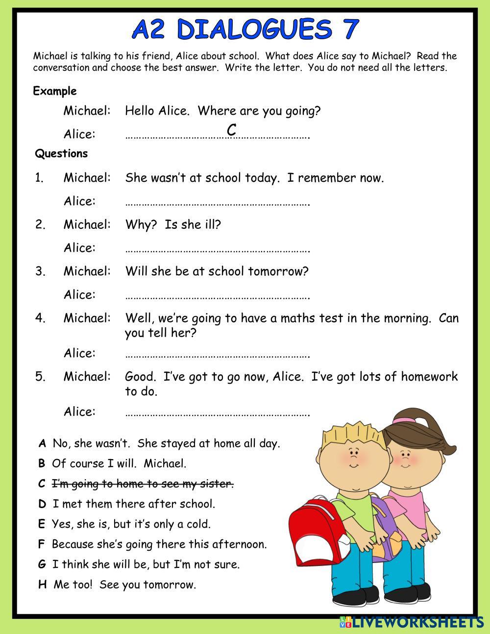 A2 Dialogues 7 | Live Worksheets